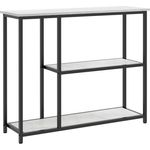 HOMCOM Konsolentisch, Flurtisch mit 2 Ebenen, Standregal, Beistelltisch, Sofatisch mit Kippschutz für Wohnzimmer, Diele, Stahl, Weiß, 100 x 30 x 80 cm