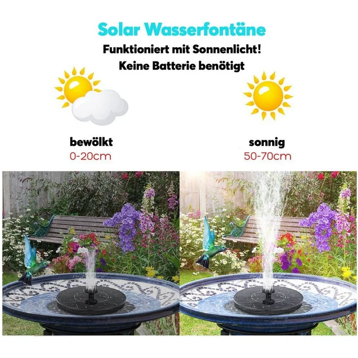 matches21 HOME & HOBBY Blumentopf Solarbrunnen Wasser-Fontäne für Garten Springbrunnen Miniteich (1 St), Schwimmende Solar Wasserpumpe für Balkon Terrasse Vogeltränke – Bild 4