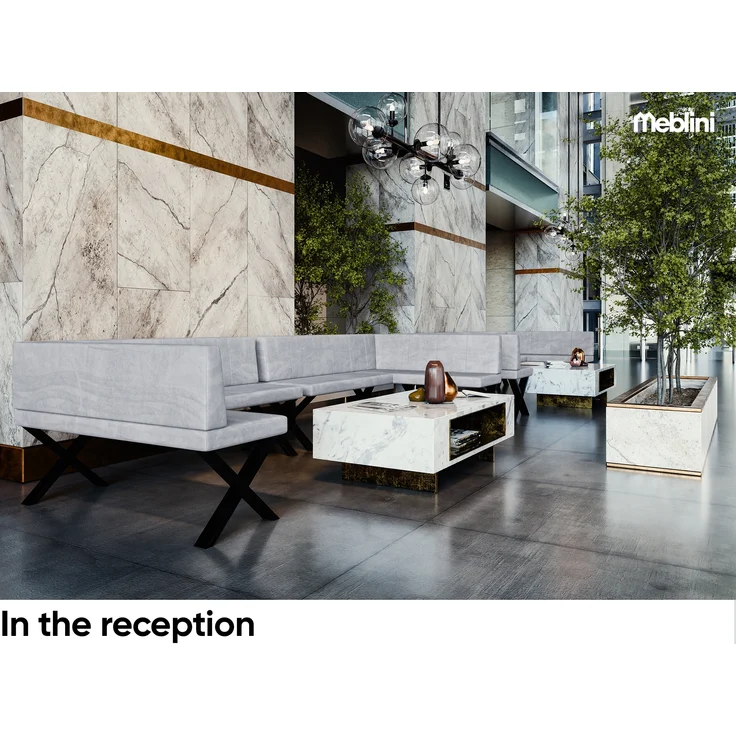 MEBLINI Eckbank für Esszimmer - Küchenbank - Essecke - Sitzecke Küche - PETER - X-Beine 128x168x87cm Rechts - Hellgrau Samt – Bild 3