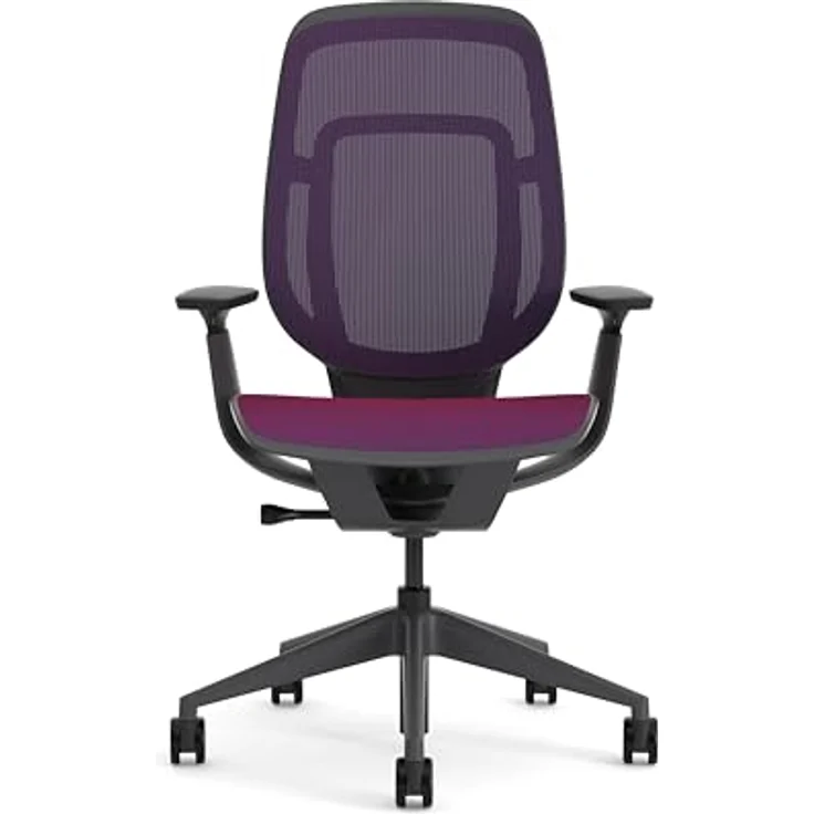 Karman Steelcase Ergonomischer Bürostuhl, höhenverstellbarer Stuhl mit Rot-Blau Bezug – Bild 5