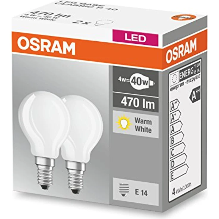 Osram E14 LED-Leuchtmittel Tropfenform 4 W, 470 lm, 2er Set, 2700 K, smokeyfarben – Bild 4
