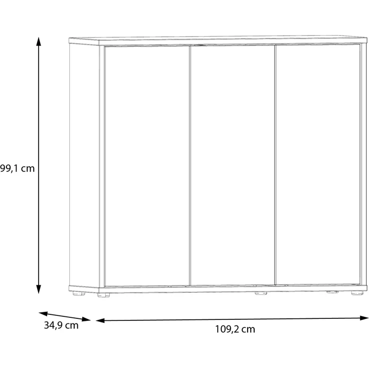 Forte ALICE SPRINGS Schuhschrank 100 110, moderner Flurschrank mit 3 Türen und 8 Einlegeböden, Holzwerkstoff, Terrakotta, 109,2 cm breit x 99,1 cm hoch x 34,9 cm tief – Bild 6