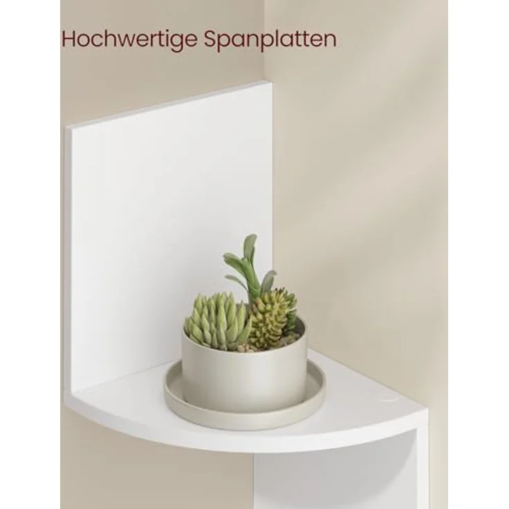 VASAGLE Set mit 2 Eck-Bücherregalen, Eckregalen, Wandregale mit 4 Ebenen, im Schlafzimmer, Wohnzimmer, Bad, Arbeitszimmer, Pflanzenregal, Wolkenweiß LBC704WB01 – Bild 6