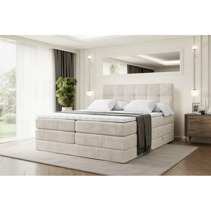 ALTDECOR Boxspringbett MARCE KING (Multipocket-Matratze H4, H3 Matratze Bonellfederung, Topper, Kopfteil)