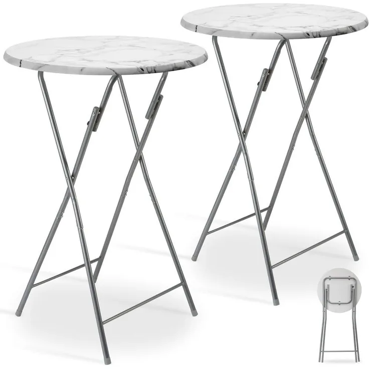 Casaria Stehtisch (2-St), 2x Klappbar 110cm Hoch Rund 60cm Garten Camping Bistrotisch