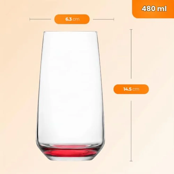 LAV Gläser-Set Lal Rainbow Longdrinkgläser, 6-tlg, Glas, 6er-Set, 480ml, mit farbigem Boden – Bild 3