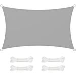 Songmics Sonnensegel 3x5 m, Wasserfest (Mind. 1000 Mm), Uv-Schutz, Sonnenschutz Aus Rei Ÿfestem Polyester, H Lt 93% Sonnenstrahlen Ab, Wetterfest, Garten, Balkon, Terrasse, Camping, Hellgrau GSH35QY
