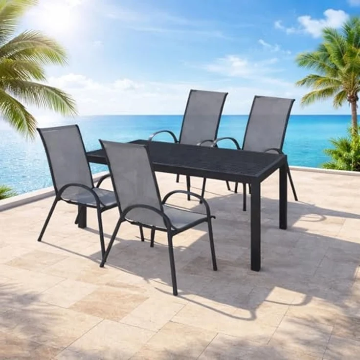 Gartengarnitur Sitzgarnitur 5-teilig L125xB70cm Non-Wood Anthrazit – Bild 1