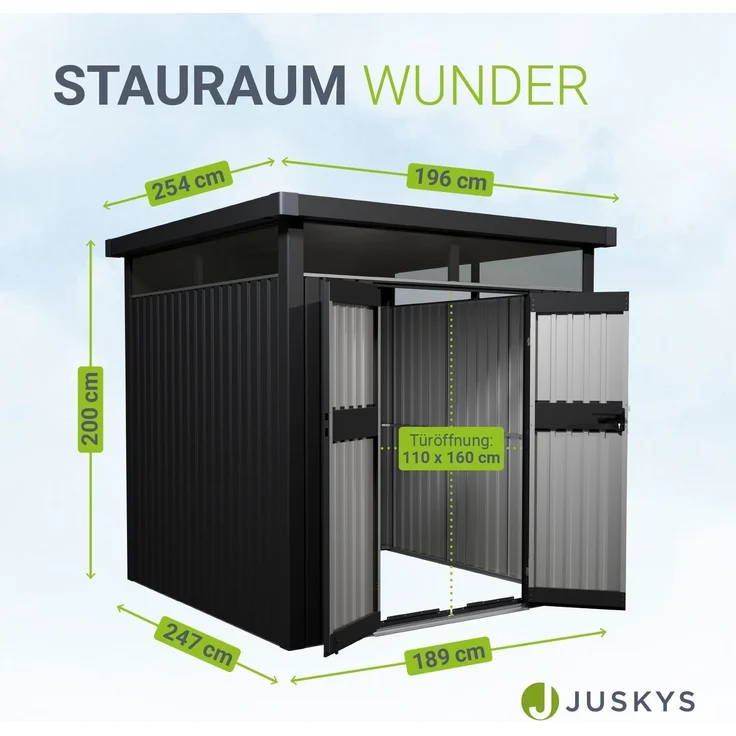 Juskys Gerätehaus Luzern 5,2 m² - Metall Geräteschuppen mit Türen & Fenstern - wetterfest & abschließbar - Fahrradgarage, Gartenhaus - Anthrazit – Bild 4