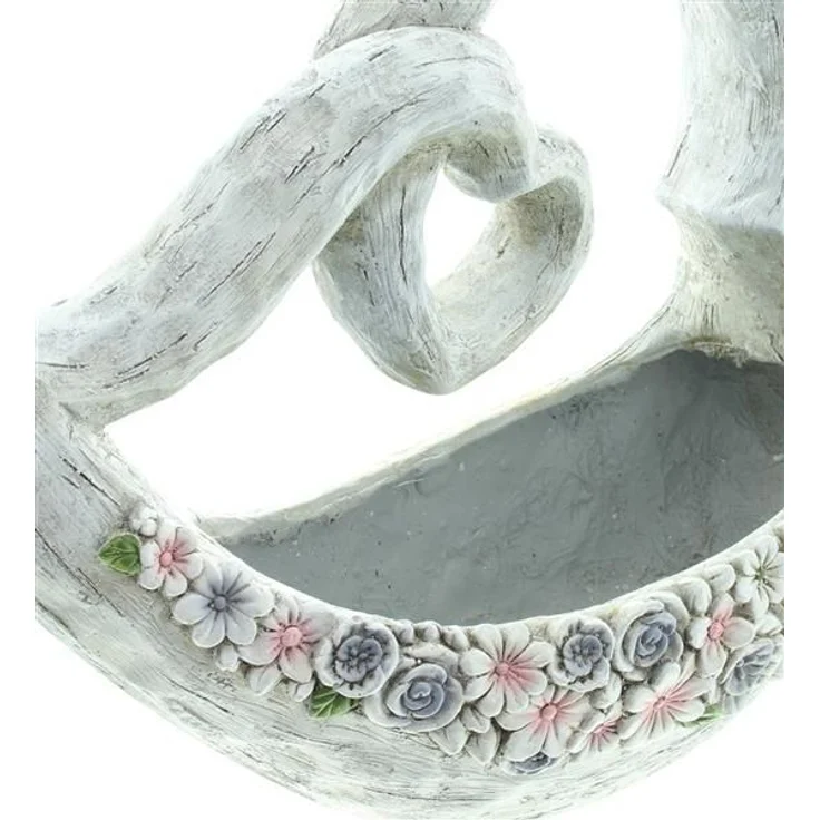 Pflanzschale "Blütenherz" aus Polyresin, Pflanzgefäß, Pflanztopf, Blumentopf, Gartendeko für Draußen – Bild 5
