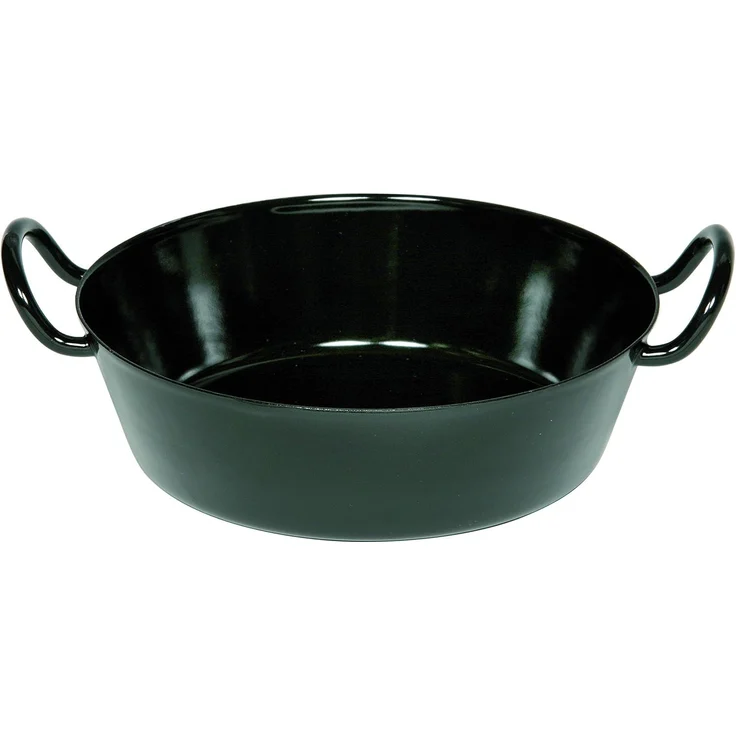 Riess Schnitzel- Backofenpfanne Ø34cm Servierpfanne mit 2 Griffen schwarz Emaille – Bild 1