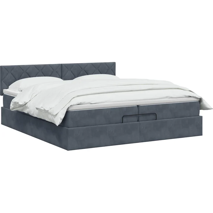 vidaXL Ottoman-Bett mit Matratze und LED Dunkelgrau 200 x 200 cm Samt 3457234 – Bild 3