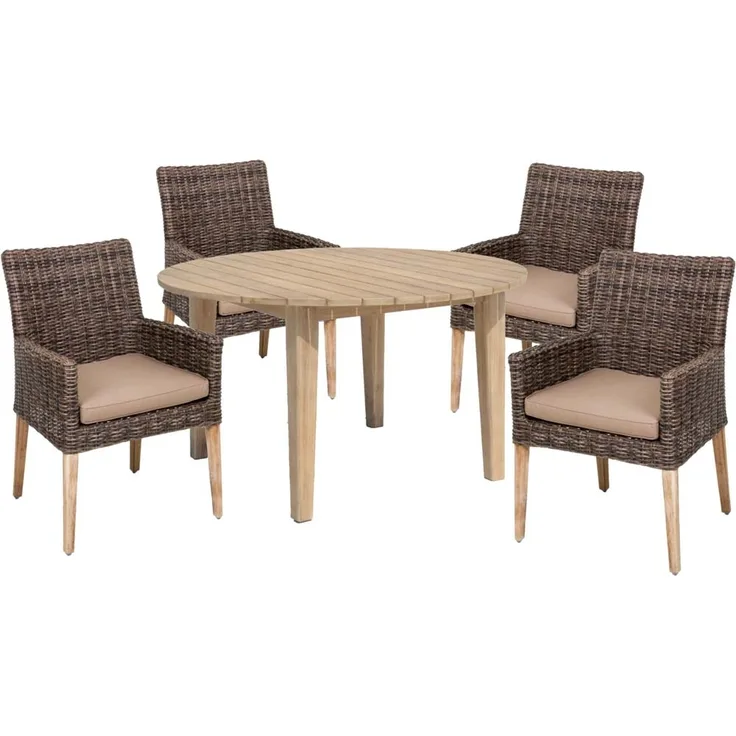 Sitzgruppe NORVELL/ARVADA, 5 teilig, Aluminium, Akazie