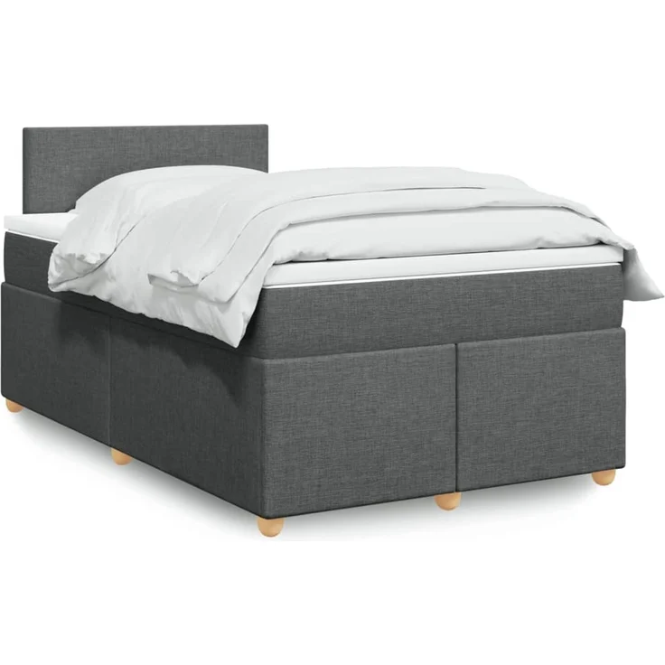 vidaXL Boxspringbett mit Matratze Dunkelgrau 120x200 cm Stoff 3288941 – Bild 1