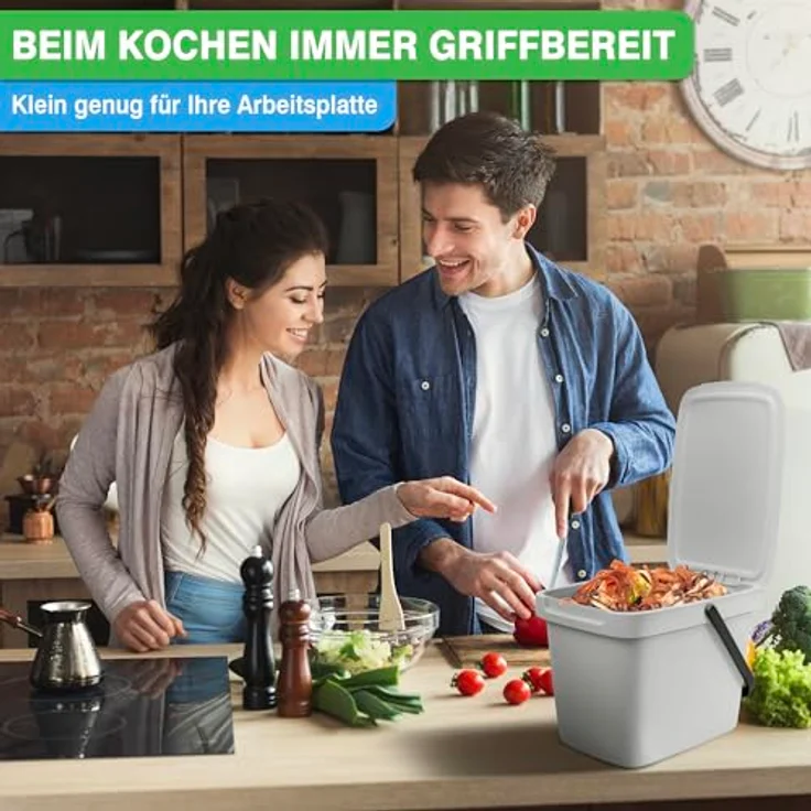 YourCasa Biomülleimer YourCasa® Biomülleimer Küche 6L Komposteimer für alltäglichen Biomüll, Mit Wandhalterung – Bild 3