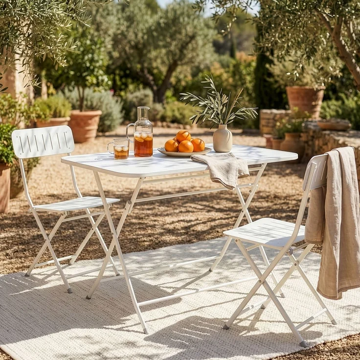 Klapptisch Sande Stahl 110x70x71 cm Weiß [en. casa] – Bild 4