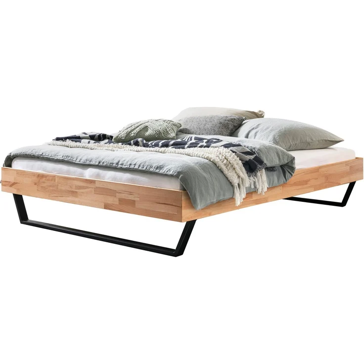 Hasena Massivholzbett Ostino Kernbuche mit Kufenfüßen schwarz 200x210 cm, Fußhöhe 20 cm – Trento – Bild 1