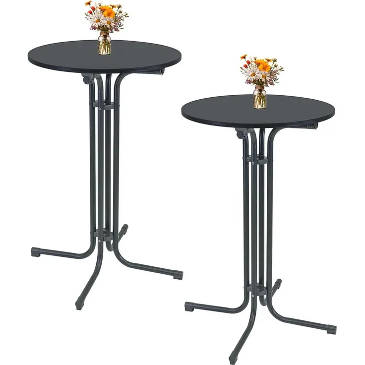2x Stehtisch klappbar Ø 70 cm Höhe 110 cm Stahl Gastrotisch Partytisch Bistrotisch in Anthrazit