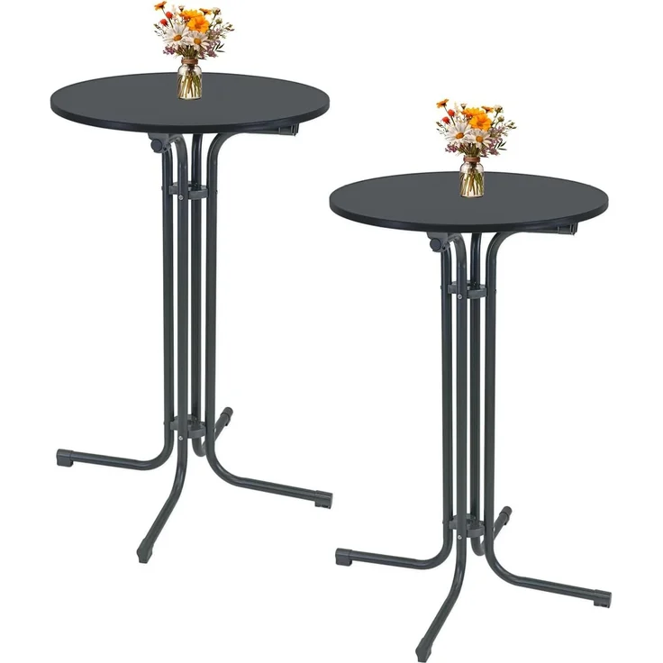 2x Stehtisch klappbar Ø 70 cm Höhe 110 cm Stahl Gastrotisch Partytisch Bistrotisch in Anthrazit