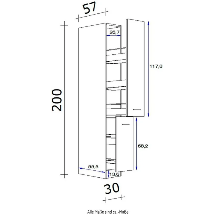 Flex-Well Apothekerschrank Samoa (B x H x T) 30 x 200 x 57 cm, mit 5 Ablagen – Bild 2