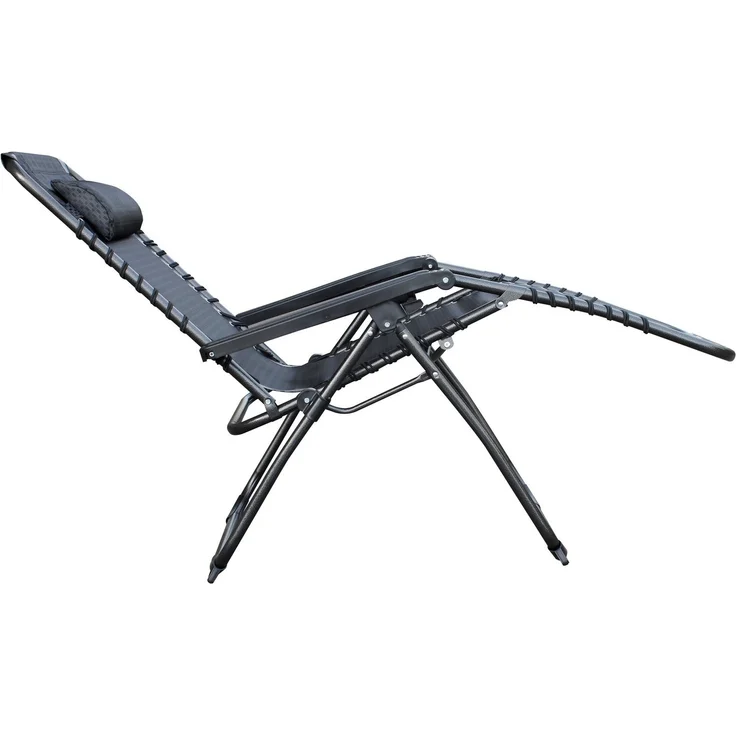 Spetebo Hochlehner Relax Sessel verstellbar mit Kopfkissen - grau, Verstellbarer und klappbarer Garten Liegestuhl – Bild 2