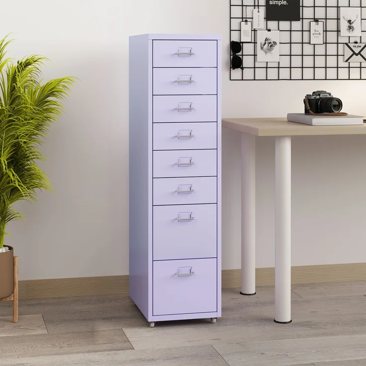 Rollcontainer Kökar mit 8 Schubladen 109x28x41 cm Lila [en. casa] – Bild 1