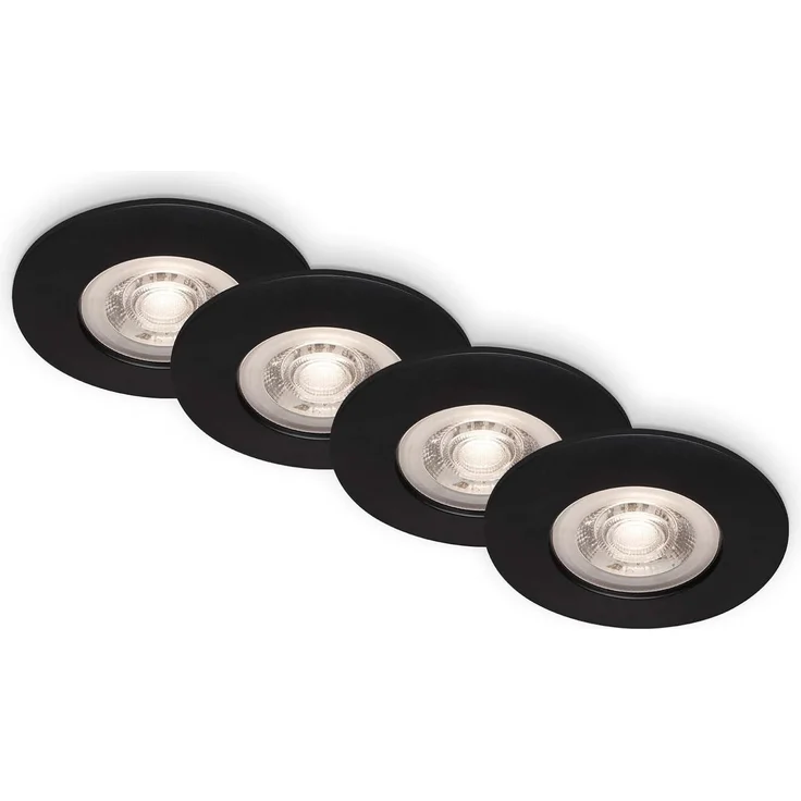 BRILONER Leuchten - 4er Set Einbauleuchten Decke, Dimmbar, LED Einbaulampen ultraflach, Einbaustrahler Bad, Badeinbaustrahler IP44, Schwarz-Matt, 90x25 mm (DxH) – Bild 1