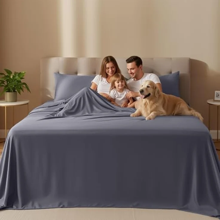 Utopia Bedding Bettwäsche-Set für King-Size-Bett, 4-teilig, gebürstete Mikrofaser, schrumpft und lichtbeständig, pflegeleicht (King-Size-Bett, Grau) – Bild 3