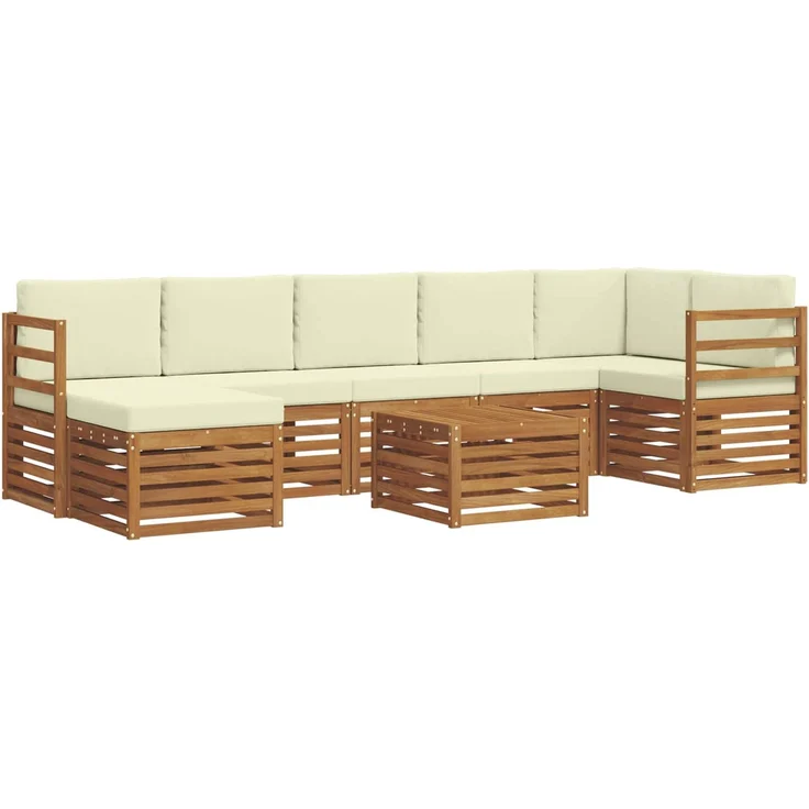 vidaXL Outdoor-Sofagarnitur 8 stk. 8-Sitzer Natur und Creme 3375190 – Bild 2