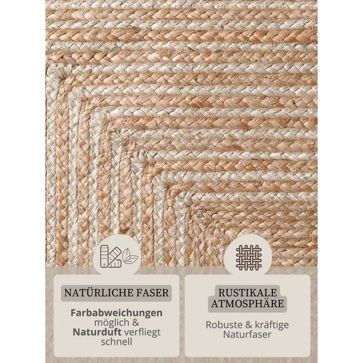 HANSE Home Teppich Juno Line Juteteppich, rechteckig, Höhe: 9 mm, Jute, Shape, Handgemacht, Wohnzimmerteppich, Naturteppich, Wohnzimmer – Bild 4