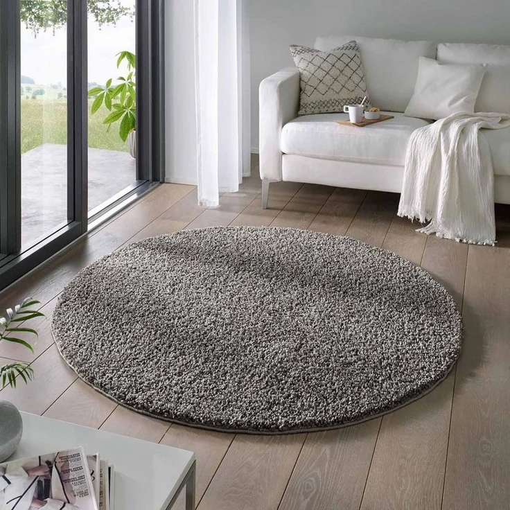 TaraCarpet Langflor-Teppich Venezia Shaggy, rechteckig, Höhe: 35 mm, Hochflor Shaggy Uni Anthrazit Wohnzimmer Schlafzimmer 060x090 cm – Bild 1