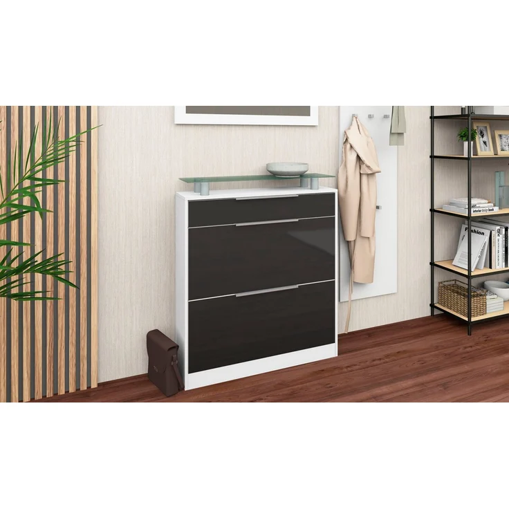 borchardt Möbel Schuhschrank Oliva Breite 89 cm, stehend, mit 2 Doppeltrommeln und 1 Schubkasten – Bild 5