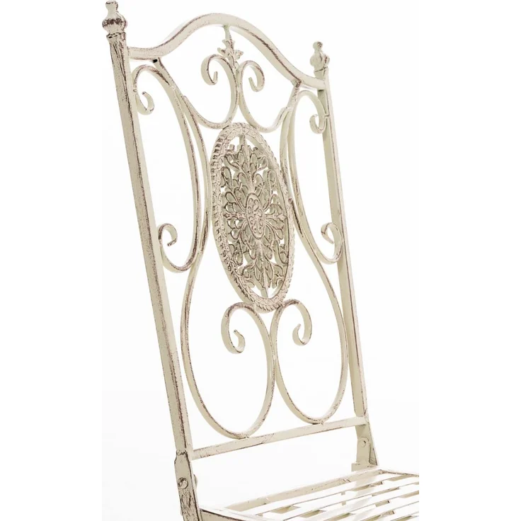 Outdoor Sitzgruppe RIZAR - Metall Antik-creme 42x49x91.5 cm | Gartenmöbelset 2 Personen Metall Vintage Balkonmöbel Set Bistrotisch Terrassenmöbelset – Bild 4