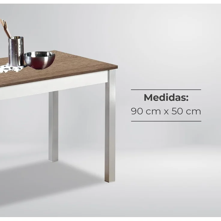 ASTIMESA Mesa fija Küchentisch, Metall Glas Holz, Eiche Tenesse, 90x50 cm – Bild 7
