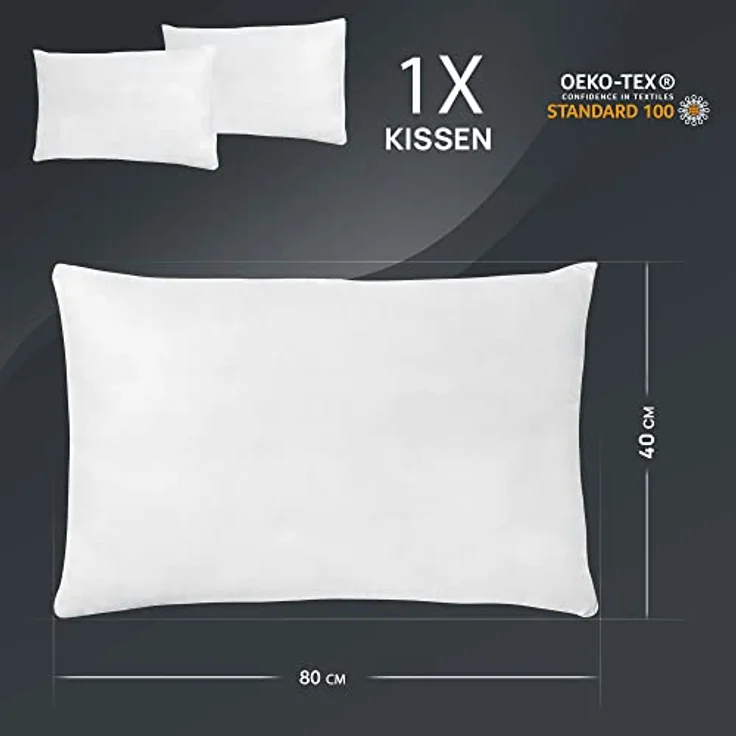 LILENO HOME Federkissen 40x80 cm [1er Set] - Kissen 40x80 cm aus Federn als Kopfkissen, Schlafkissen u. Bettkissen perfekt für Allergiker und Kinder - Federkernkissen mit je 600 g – Bild 6