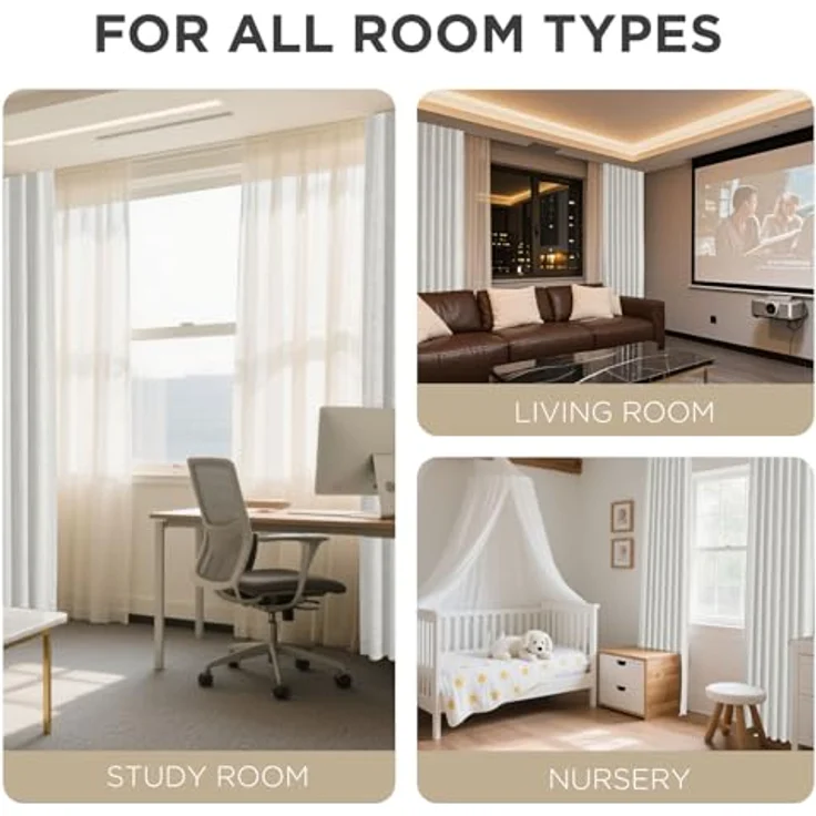 Joydeco Verdunkelungsvorhänge, 100% lang, natürliches Leinen, 244 cm lang, 1 Paneel-Set, Burgfarben für Schlafzimmer, Wohnzimmer, verdunkelnder Vorhang, wärmeisoliert, Schlaufentasche auf der – Bild 8