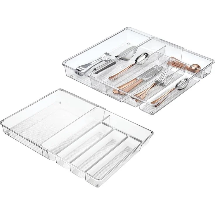 Besteckkasten Schubladen Organizer 2er Set ausziehbar mDesign transparent – Bild 9