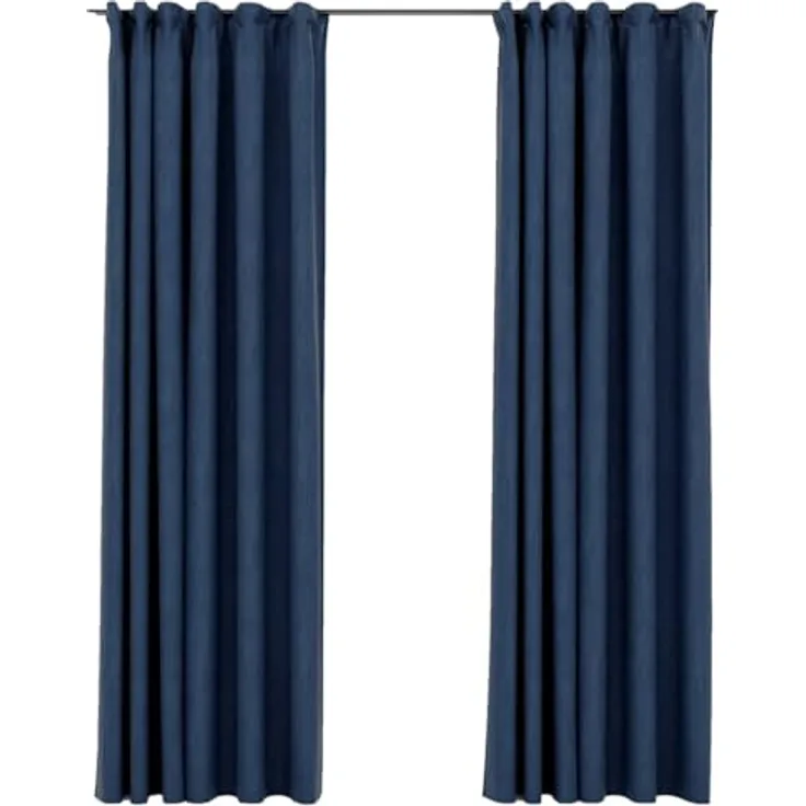 vidaXL Verdunkelungsvorhänge Haken Leinenoptik 2 Stk. Blau 140x245cm 321182