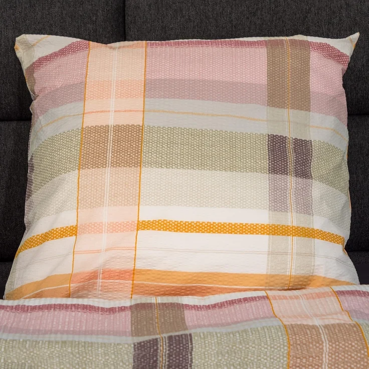 Bettwäsche Deluxe Premium, Traumschloss, Seersucker, 2 teilig, Streifen, rosa,grün,orange – Bild 3