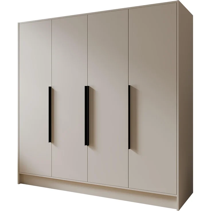 MEBLINI Kleiderschrank PORTINA 200cm - Kaschmir - mit schwarzen Griffen - Drehtürenschrank ohne Spiegel - Kleiderstangen und Regalböden – Bild 1