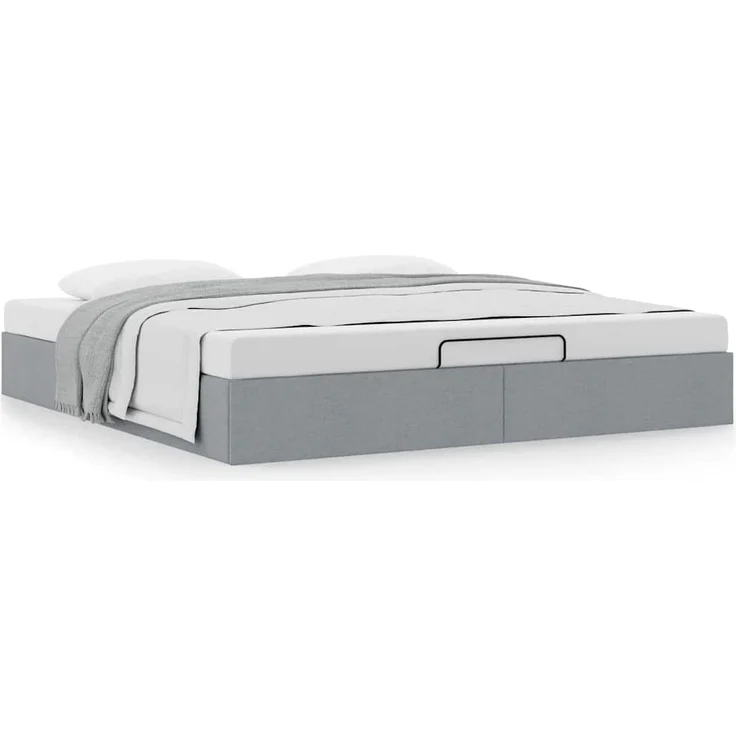 vidaXL Ottoman-Bett ohne Matratze Hellgrau 200x200 cm Stoff 3310903 – Bild 1