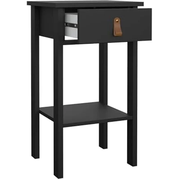 Dmora - Nachttisch Maxine, Niedrige Kommode, Tisch, Multifunktionaler Nachttisch, 40x34 h70 cm, Schwarz – Bild 7