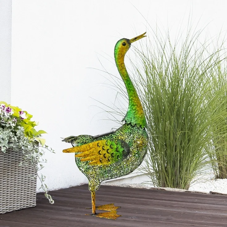 LED Deko Solarleuchte, Ente grün-gelb, H 63 cm – Bild 2