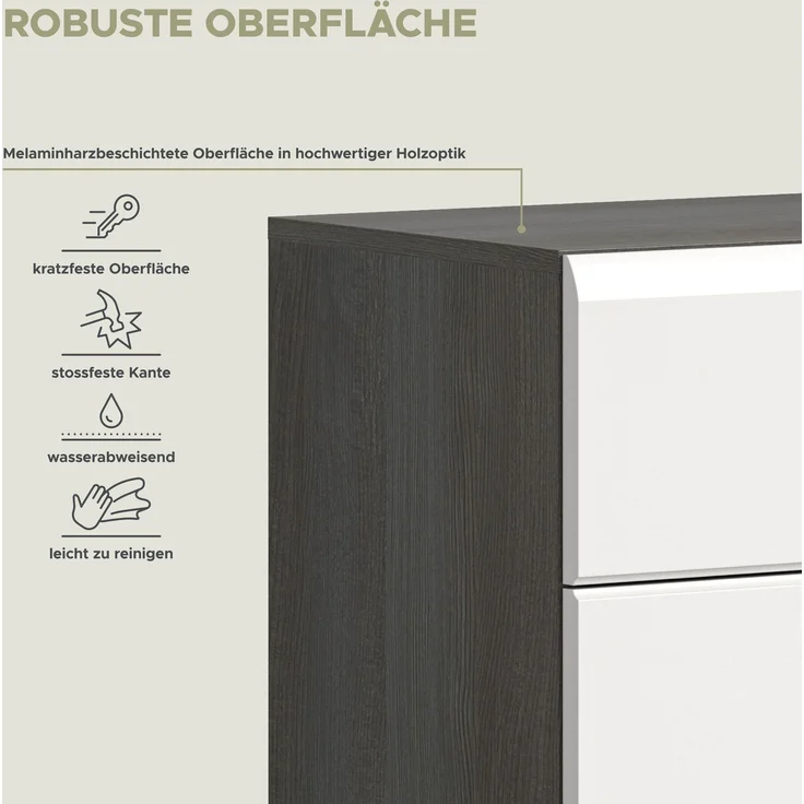 Schuhkommode Salsa - Rauchsilber / Weiß Hochglanz – Bild 10