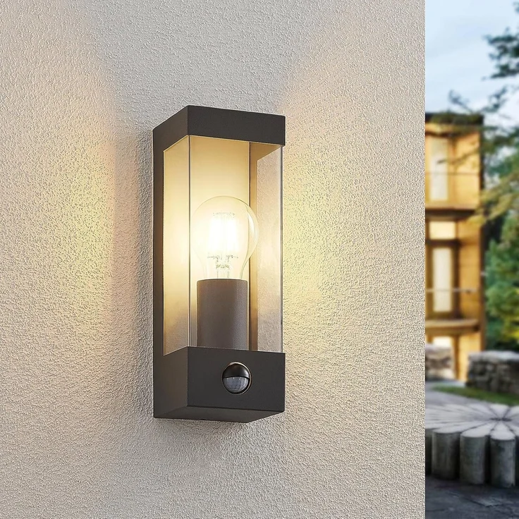 Lindby Außen-Wandleuchte Tilian, Edelstahl Alu IP44mit Bewegungsmelder, 1 x 15 W LED – Bild 3