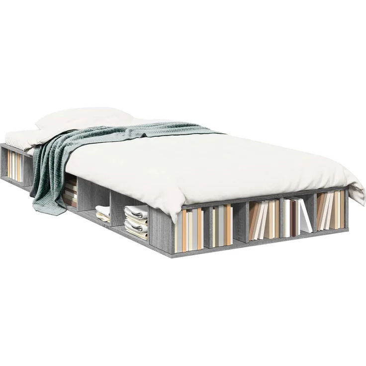 vidaXL Bettgestell mit Stauraum Grau Sonoma 80 x 200 cm Holzwerkstoff 3429553 – Bild 2