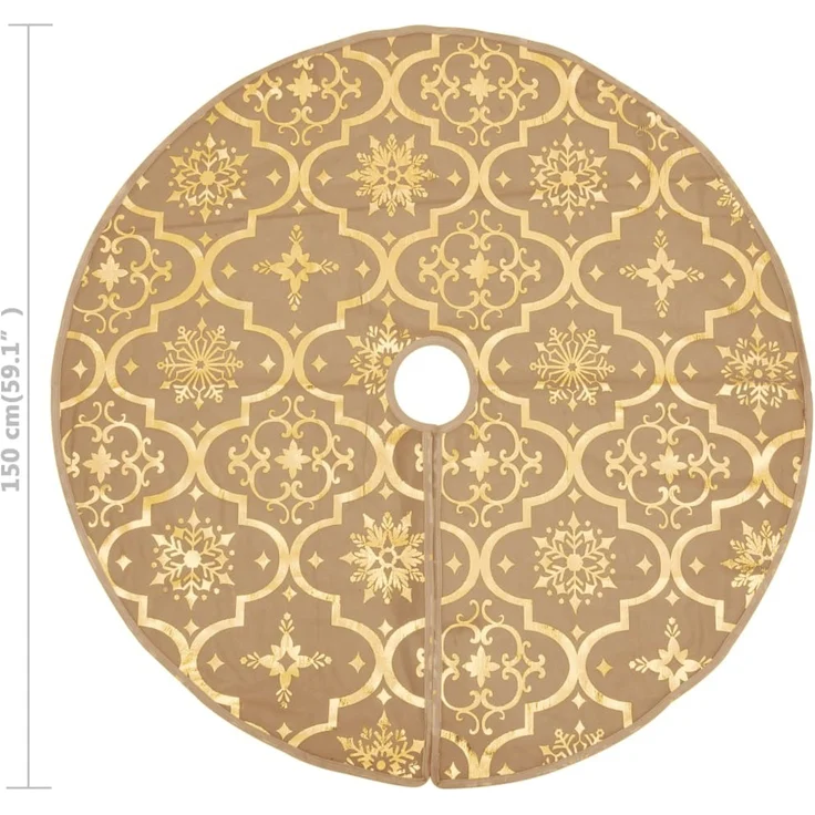 vidaXL Luxus-Weihnachtsbaumdecke mit Socke Gelb 150 cm Stoff 330292 – Bild 8
