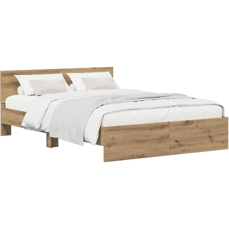 vidaXL Bettgestell mit Kopfteil Artisan-Eiche 140 x 200 cm 3445775 – Bild 2