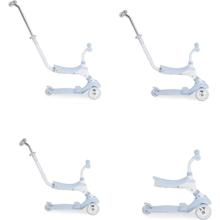 Byox Kinderroller Tristar 3 in 1 Roller Rutscher Schiebestange PU Räder ABEC-5 hellblau – Bild 2