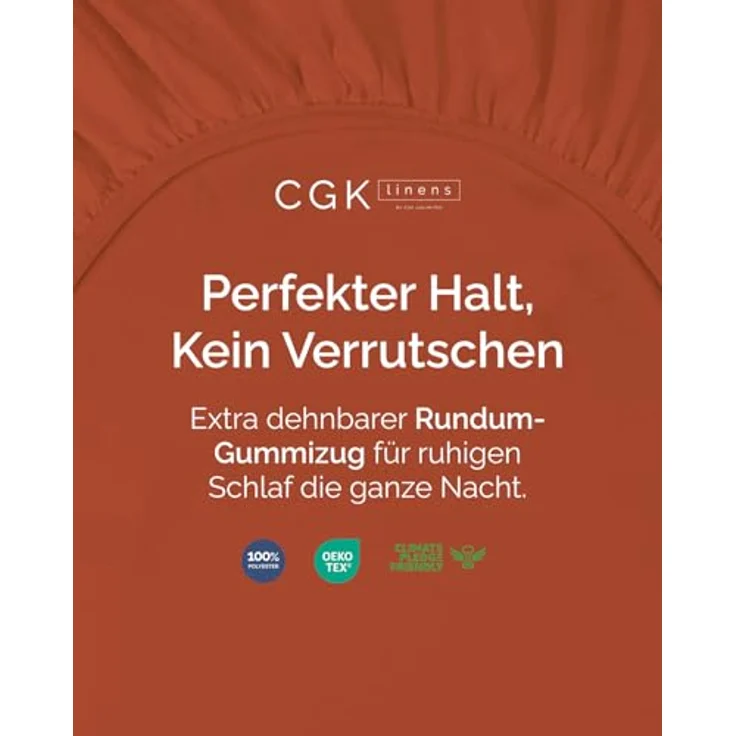 Spannbettlaken 100x200 cm Terracotta - 40cm (16") Tiefe Tasche - Premium Mikrofaser Spannbetttuch - Weich und Knitterfrei - Atmungsaktiv, Hypoallergen und Oeko-TEX Standard 100 Zertifiziert – Bild 2